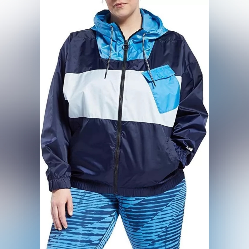 Core 10 by Reebok Women's Oversized Colorblock Woven Hooded Jacket Size XS 4/6
